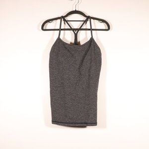 EUC Power Y Lululemon Black and Gray Striped Tank